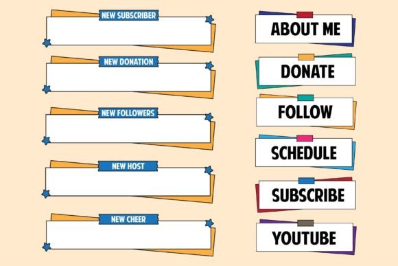 Download Set of Twitch Alerts and Panels Template - Template Collection