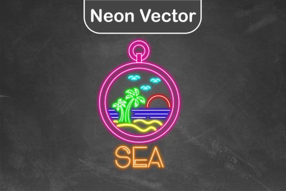 Download Neon Logo Vector - Compass Sea - Logo Collection