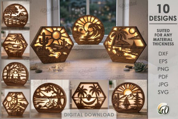Download 3D Summer Led Decors Bundle Laser Cut - Decor Collection