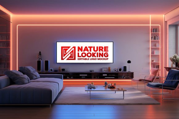 Download Livingroom White Screen Logo Mockup - Logo Collection