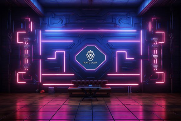 Download Neon Tech Board Logo Mockup - Logo Collection