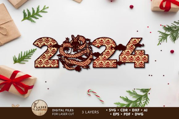 Download New Year 2024 Multilayer Cut Template - Template Collection