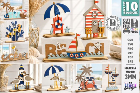 Download Coastal Beach Decor Stands Laser Bundle - Decor Collection