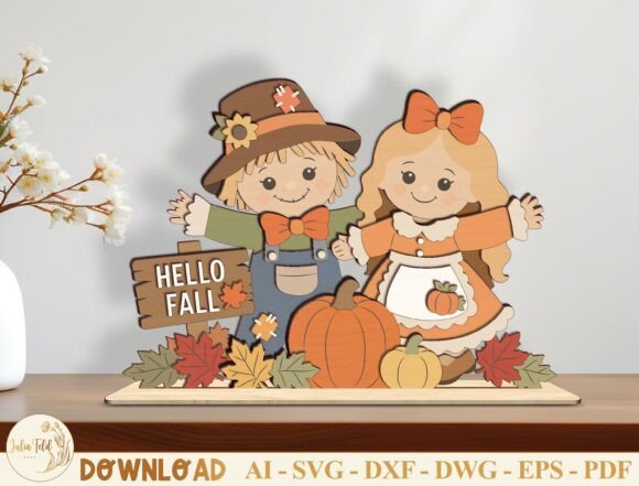 Download Fall Scarecrow Table Decor SVG Bundle - Decor Collection