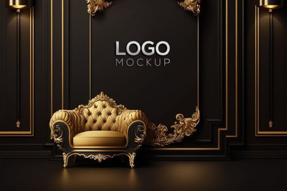 Download Logo Mockup | Black Wall Interior Mockup - Logo Collection