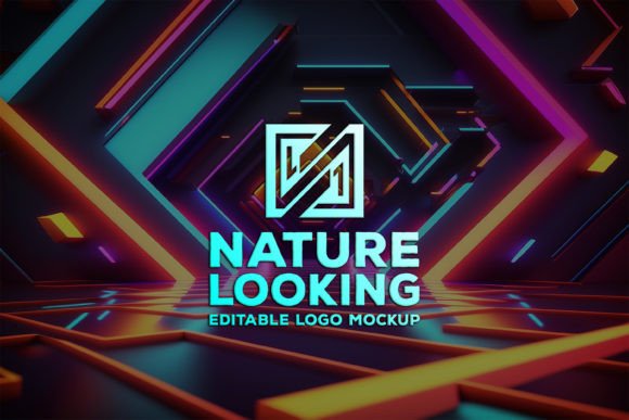 Download Logo Mockup on the Neon Background - Logo Collection