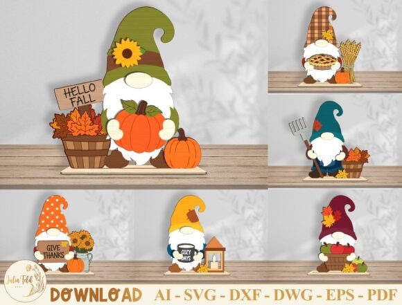 Download Fall Gnome Table Decor SVG Bundle - Decor Collection