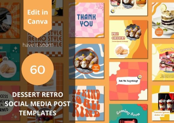 Download 60 Dessert Retro Social Media Templates - Template Collection