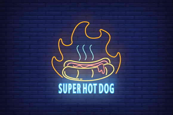 Download Neon Logo Hot Dog Template Street Food - Logo Collection