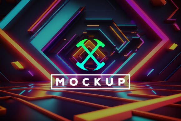 Download Logo Mockup with Neon Tunnel Background - Logo Collection