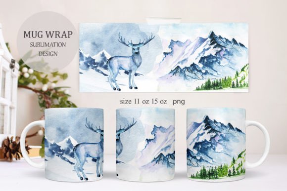 Download Cute Reindeer Winter Mugs 11oz 15oz PNG. - Mugs Collection