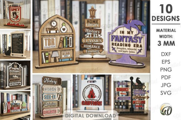 Download 3D Book Shelf Stands Decor Laser Bundle - Decor Collection
