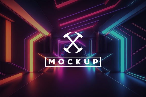 Download Logo Mockup with Neon Tunnel Background - Logo Collection